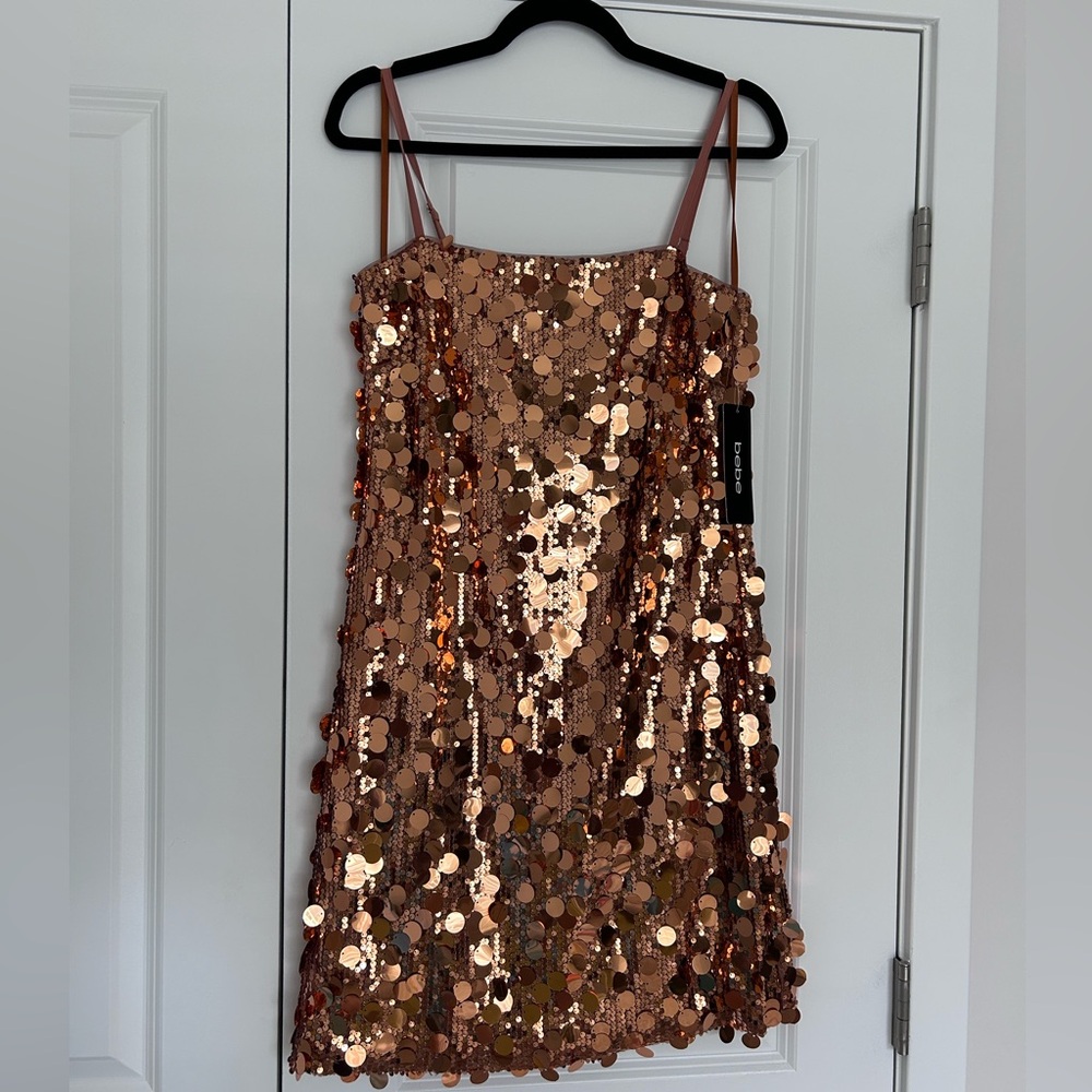 Bebe Copper Sequin Dress